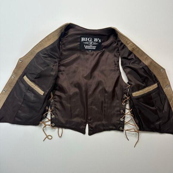 Big B’s Leather South Dakota Leather Motorcycle Vest with Side Laces. - Picture 4 of 8